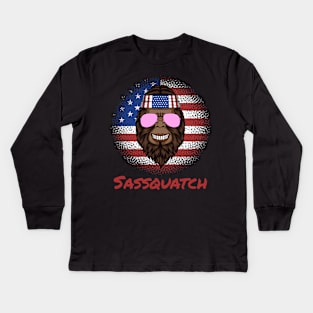 Sassquatch - Badass With An Attitude To Match - Patriotic American - Black Kids Long Sleeve T-Shirt